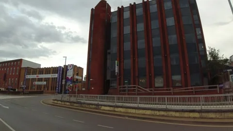 Low Angle Car Mounted Camera Luton City Street View Footage Stock Footage 314564392