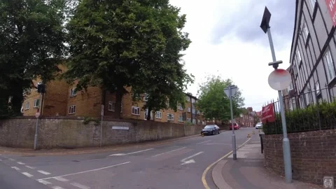 Low Angle Car Mounted Camera Luton City Street View Footage Stock Footage 314564432