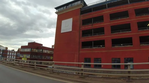Low Angle Car Mounted Camera Luton City Street View Footage Stock Footage 314564489
