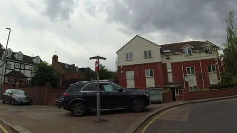 Low Angle Car Mounted Camera Luton City Street View Footage Video stock 314564543
