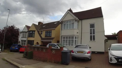Low Angle Car Mounted Camera Luton City Street View Footage Stock Footage 314564711