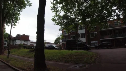 Low Angle Car Mounted Camera Luton City Street View Footage Stock Footage 314564772