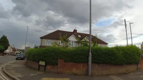 Low Angle Car Mounted Camera Luton City Street View Footage Stock Footage 314564808