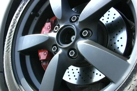 Low Angle Car Wheel Stock Footage 829080
