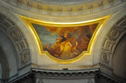 Low angle of the ceiling of the Pantheon in Paris, France Stock Photos