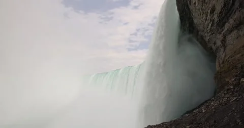 Low angle, close-up, below and behind view of the horseshoe falls Stock Footage 251289900