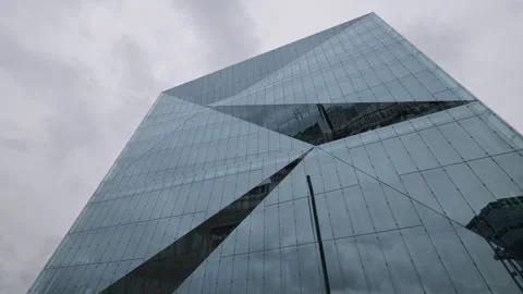 Low-angle close-up of the Cube Berlin building facade with angular geometric Stock-Footage 346238063