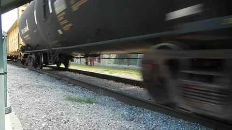 Low Angle Close Up Freight Train Stock Footage 11980841