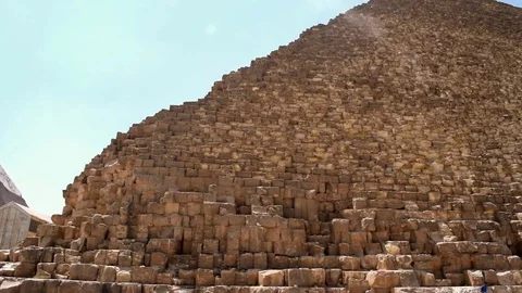 Low angle Close up shot to the great Khufu pyramids of Giza Video stock 79793461