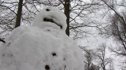 Low Angle Close Up of Snowman Stock Footage 22633203