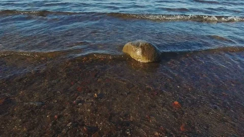 Low angle close to water fast movement over rippling transparent sea Stock Footage 82808566