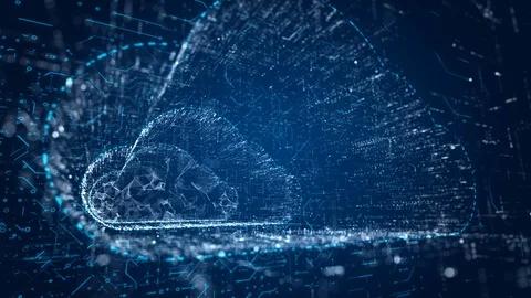 Low angle cloud computing background animation, blue. Stock Footage 101339339
