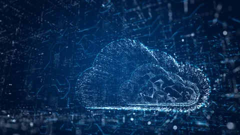 Low angle cloud computing background animation, blue. Vidéo 101339441