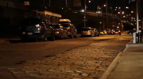 Low Angle Cobblestone Street at Night Vídeos de archivo 12518287