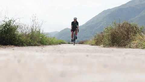 Low angle of cyclist on nature. Stock Footage 285038123