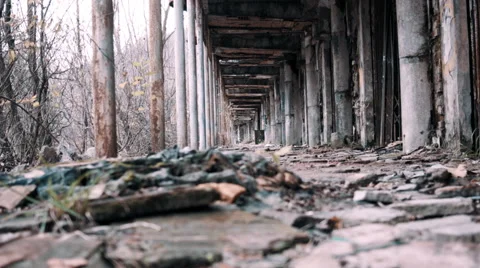 Low angle dolly into an old abandoned tunnel Stock Footage 52056646