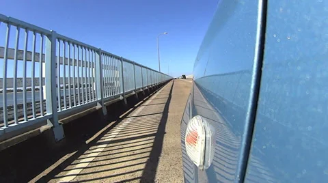 Low Angle Driving Over Bridge Stock Footage 35883543