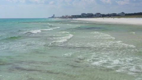 Low Angle Drone Beach Waves Stock Footage 268774447