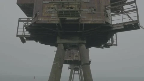 Low angle Drone Recording of Red Sands Fort, Daytime, 4K/25F Stock Footage 172069471