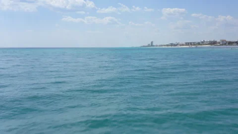 Low Angle Drone Shot with Beach Hotels Stock Footage 268774005