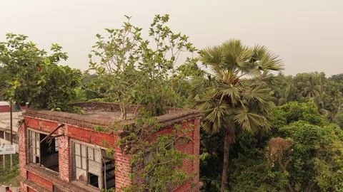 Low Angle Drone Shot of the Historic Red Brick Railway Control Tower Stock Photos