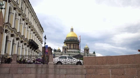 Low angle drone shot of Saint Isaac's Cathedral in Saint Petersburg Russia Stock Footage 91867179