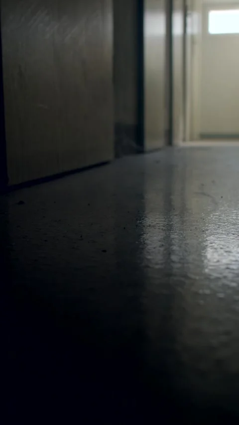 Low-angle empty school corridor with shiny floor during graduation Video stock 347221592