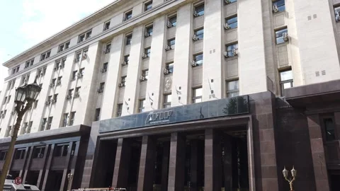 Low Angle Establishing of AFIP Building, Argentina Business Administration in Stock Footage 329463481