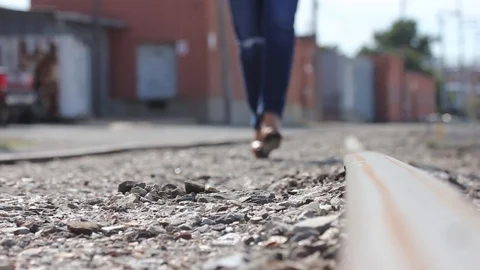 Low angle on feet walking to camera Stock Footage 86287810