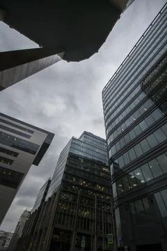 Low angle of few high modern office buildings Stock Photos