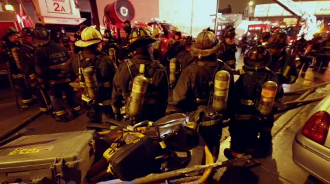 Low Angle Fireman meeting Stock Footage 645326