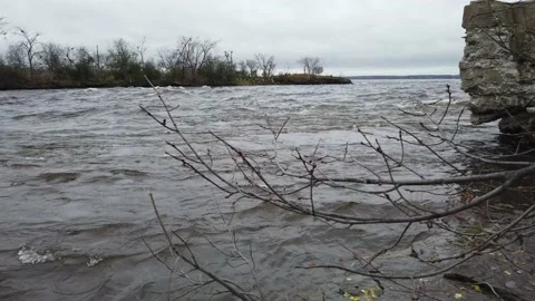 Low angle of flowing river Stock Footage 143198314