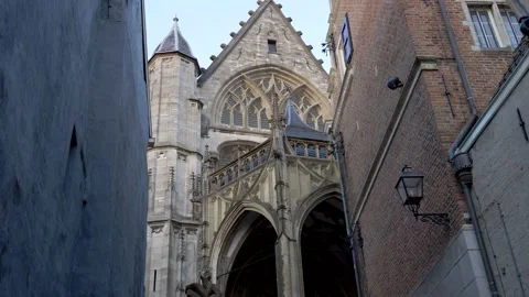 Low angle foreshortening Saint Stephen's Church in Nijmegen. Tilt 4K Video stock 148875867