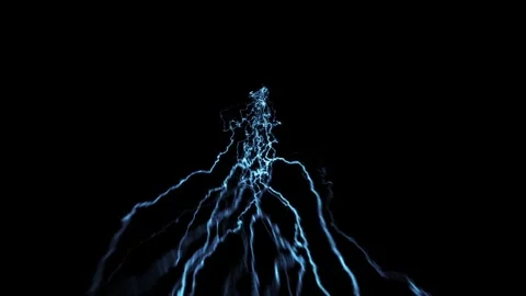 Low Angle Forked Lightning Strike VFX Overlay On Black Screen Stock Footage 337776780