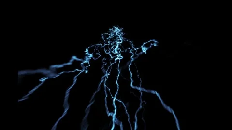 Low Angle Forked Lightning Strike VFX Overlay On Black Screen Stock Footage 337776947