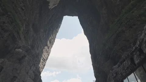 Low Angle Geological Stone Formations at Tianmen Mountain Revealing China Nature 스톡 동영상 330919737