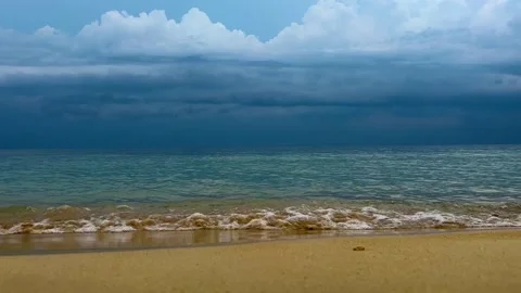 Low angle ground level pov of tropical beach with turquoise sea Stock Footage 279427565
