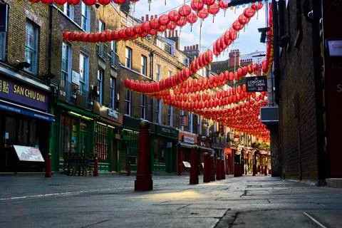 Low Angle Ground Perspective Chinatown Lanterns Stock-Fotos
