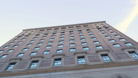 Low-Angle of Historic Downtown Brick Building in Boston Stock Footage 92658582