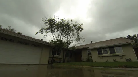 Low angle of house during storm Vídeo Stock 35726190