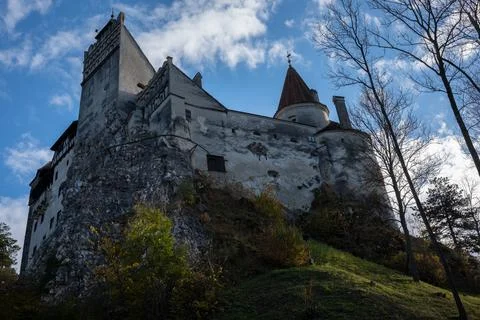Low Angle image of the side of Bran Castle Stock Photos