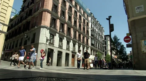 Low angle intersection, Madrid Stock Footage 34798726