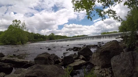 Low Angle Lehigh River Chain Dam Time-lapse Stock Footage 76089518