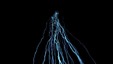 Low Angle Lightning Sweeping Horizon Fork VFX Overlay On Black Background Stock Footage 339695437