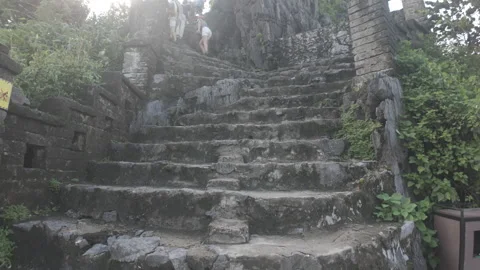 Low angle look up steps of Mua Hang in Vietnam Stock Footage 293402290