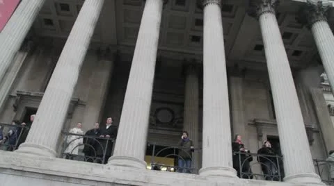 Low angle looking up at impressive colums. trafalgar square, London Stock Footage 10591869