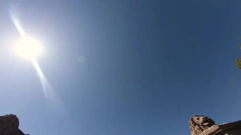 Low angle looking up point of view pov driving in car on Chain Bridge in Stock Footage 132452115