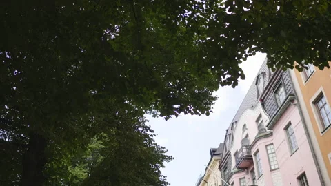 Low angle looking up point of view pov driving on car with panning the sky Video stock 177974266