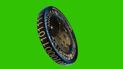 Low Angle Looping Bitcoin With A Blue Glow On A Surface Stock Footage 60381351
