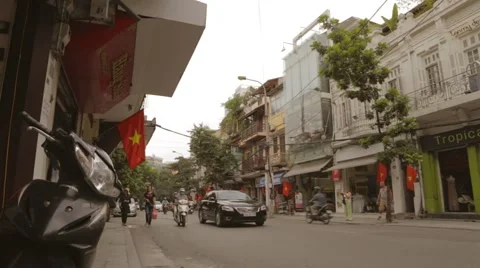 Low angle of main street in old quarter Stock Footage 54233181
